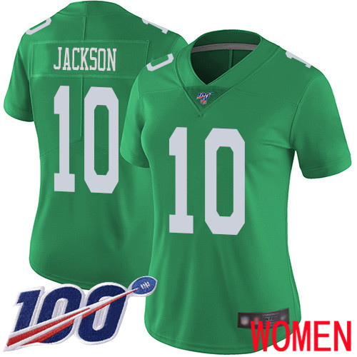 Women Philadelphia Eagles #10 DeSean Jackson Limited Green Rush Vapor Untouchable NFL Jersey 100th